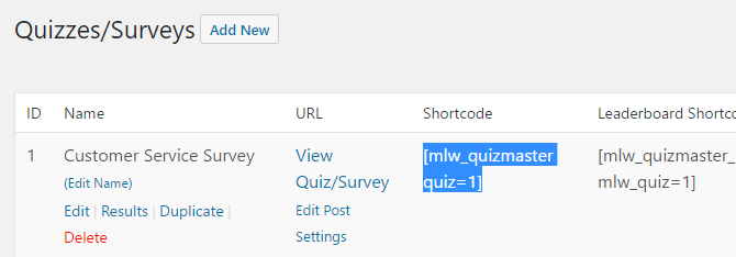 qsm shortcode.