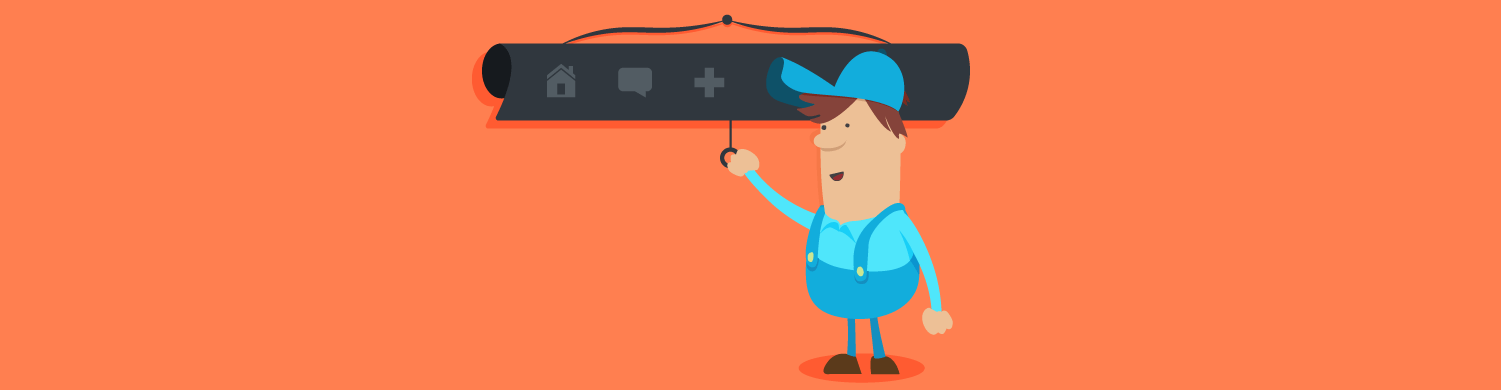 Image of man pulling down a screen with the admin toolbar on it.